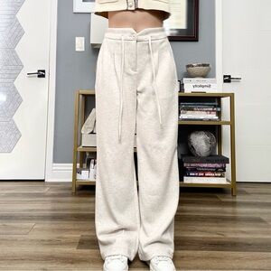 NEW Oatmeal High-Waisted Wide Leg Sweatpants, XS
